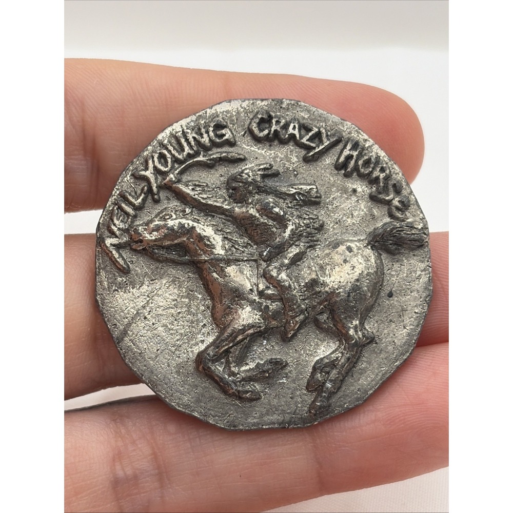 Vintage Neil Young Crazy Horse Musician Singer Pewter Silver Tone Lapel Hat Pin